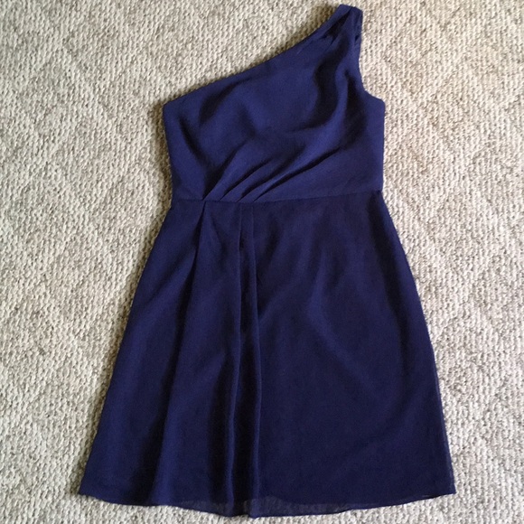 David's Bridal Dresses & Skirts - Elegant Marine Blue One Shoulder Dress